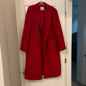 LOFT Women's Vibrant Red Trench Coat